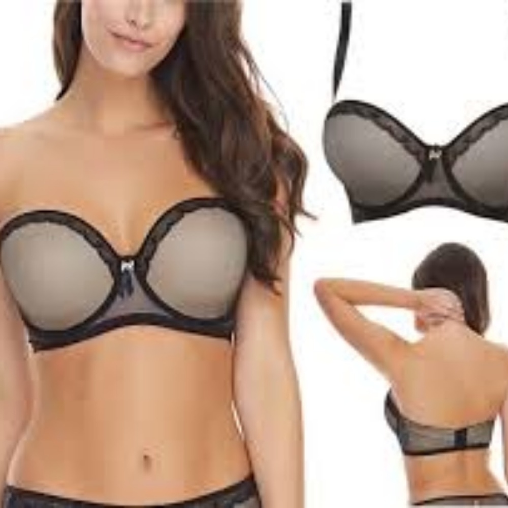 Freya Black and Cream Strapless Bra